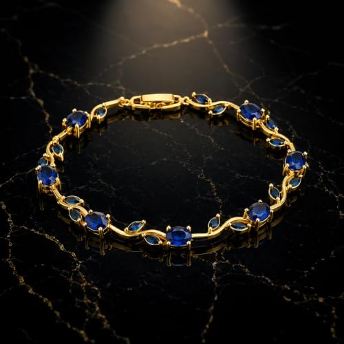 Image of 18K Gold Plated Stylish Chain Bracelet for Women & Girls | Trendy Unique Diamond Tennis Charm Link Tulip Everyday Instagram Viral Jewellery