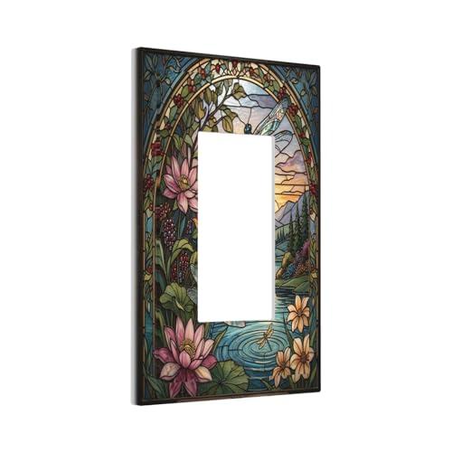 Plaque murale vitrail coucher de soleil lotus panneau décoratif chic