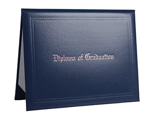 GRADFTY Imprinted Diploma Cover for Certificate 8.5''x 11'' (Navy)