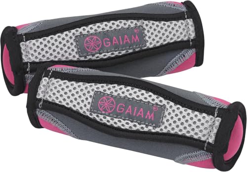 Image of Gaiam Soft Walking Hand Weights with Strap, 4lb Set Women Men | Ergonomic Hand Strap | Soft Shell | Walking, Running & Aerobics | 2 x 2lb Weights | Low-Impact Training