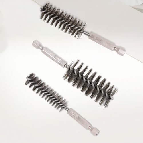 Image of 6 Pcs Bore Brush for Drill, 1 /4 inch Hex Shank Stainless Steel Twisted Wire Brush for Drill, Bristle Round Wire Brush with Different Sizes, Tube Pipe Cleaner for Rust (Diameter 12,19,25mm)