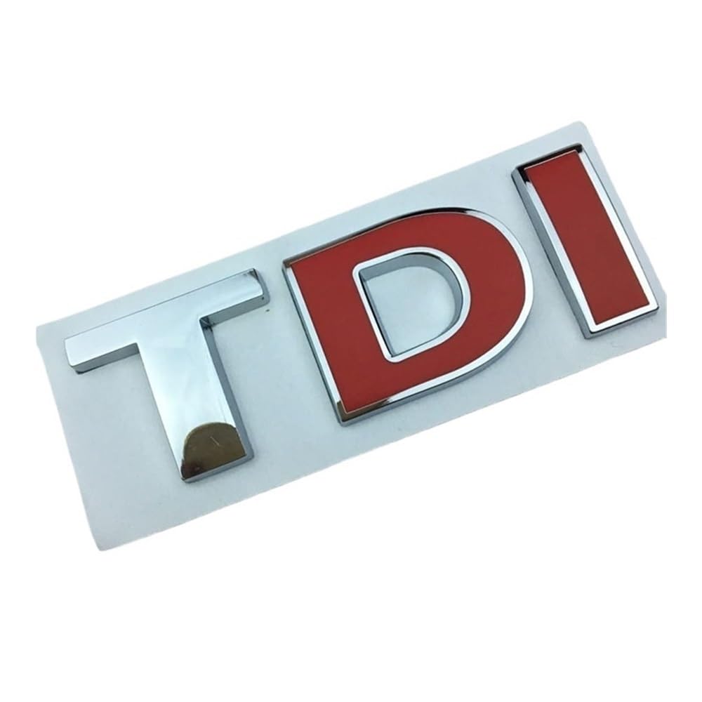 Generico Adatto For Volkswagen Adesivo For Auto In Metallo Modificato Logo TDI, Laterale, Coda, Griglia, Sportivo(TD silver I red)