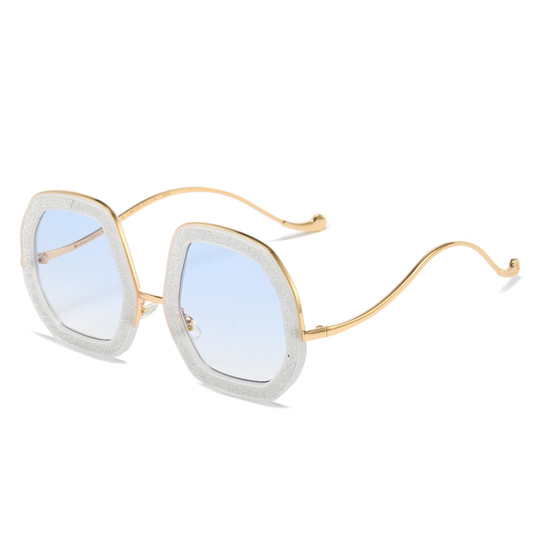Lunettes de soleil surdimensionnées Polygon, luxueuses et brillantes