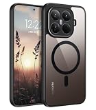 DUEDUE Xiaomi 15T Proケース MagSafe対応 マグネット搭載 ブラックとクリア 透明のバックパネル シャオミ15T Proケース 一体型 薄型 マット感 レンズ保護 指紋防止 耐衝撃