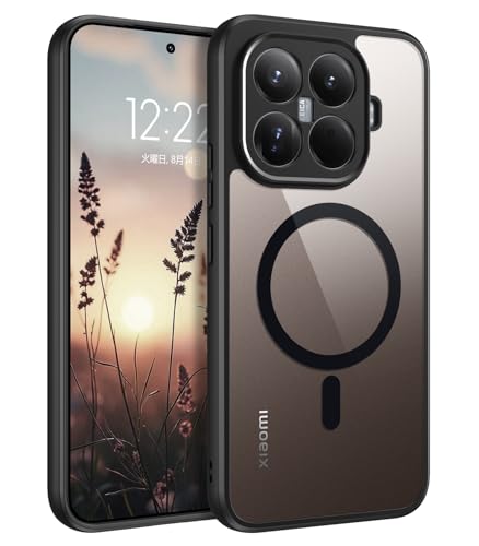 DUEDUE Xiaomi 15T Pro�P�[�X MagSafe�Ή� �}�O�l�b�g���� �u���b�N�ƃN���A �����̃o�b�N�p�l�� �V���I�~15T Pro�P�[�X ��̌^ ���^ �}�b�g�� �����Y�ی� �w��h�~ �ϏՌ�