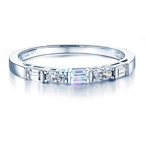 Wellingsale Ladies Solid 14k White Gold Polished CZ Cubic Zirconia Wedding Band