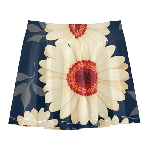 Joisal Cream Daisies Red Yellow Centers Girls Skorts Athletic Shorts Tennis Skirts for Kids Cute Flowy Skort 3t2