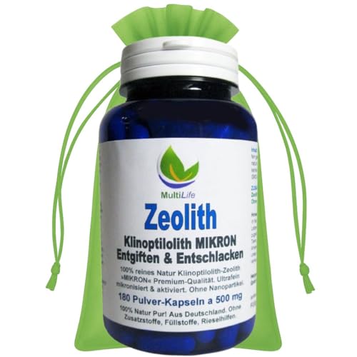 Zeolith Klinoptilolith MIKRON 180 Pulver Kapseln a 500 mg. Ohne Nanopartikel ultrafein mikronisiert & aktiviert. Natur Pur aus Deutschland. OHNE Zusatzstoffe. 26147