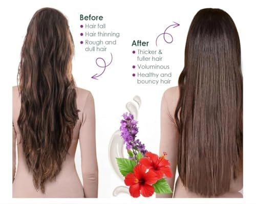 Image of Hibiscus & Rosemary Shampoo with Amla, Reetha, Shikakai, Methi, Flaxseed & Soya Water | Sulfate, SLS & Paraben Free | Hair Growth, Hair Fall Control, Men & Women Shampoo - 210ml (Pack of 1)