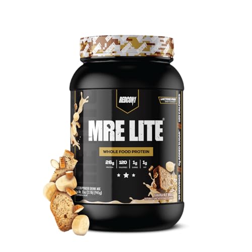 Image of REDCON1 MRE LITE Whole Food Protein Powder, Banana Nut Bread - Lactose Free & Sugar Free Meal Replacement with Animal Protein Blends - Easy to Digest Formula - Only 1g Carb per Serving (30 Servings)