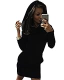 3 Farben: Rot, Grau, Schwarz Minetom Damen Bodycon Kapuzenpullover Langarm Pullover Hoodie Tunika Longshirt Kleider Schwarz DE 34