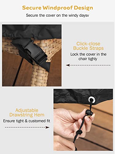 Outdoor Patio Chair Covers Waterproof - 600D Heavy Duty Fabric Deep Seat Adirondack Cover For Sofa Varanda Lawn Furniture Sun Rain Snow 2 Pack Fits Large 30W X 37D X 31H Inches | Black #TOP4