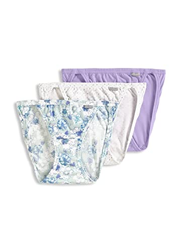 Jockey Women's Underwear Elance String Bikini - 3 Pack, Digital Lavender/Dream Dot Aqua/Floral Clouds Aqua, 7 #TOP11