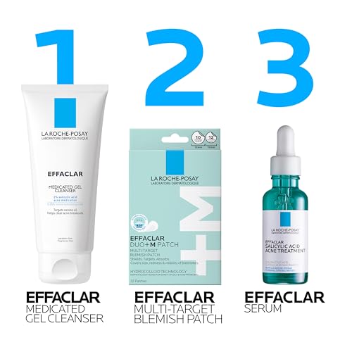 La Roche-Posay - Patch Effaclar Duo+M - Patchs Boutons, Acné & Anti-imperfection - Protège, Cible, Réduit​ - Soin pour le Visage Multi-Action - Disponible en deux tailles - Peaux Mixtes à Gasses