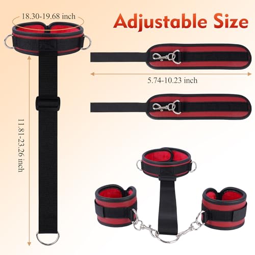 Image of BDSM Sex Bondage Neck to Wrist Restraints Kit, Sex Toys for Couple Adjustable Behind Back Handcuffs Bondage Restraints Set, Bed SM Adult Sex Game Play, Sex Toys for Women Man Beginner