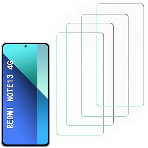 JxVrennzik [4 Pack] Screen Protector Compatible with Xiaomi Redmi Note 13 4G,Scratch Resistant,Easy-Install,Bubble Free,Anti-Fingerprint,Tempered Glass Compatible with Xiaomi Redmi Note 13 4G