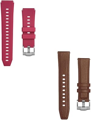 22mm Watch Bands for Red Silicone Band*1 + Brown Leather Watch Band*1