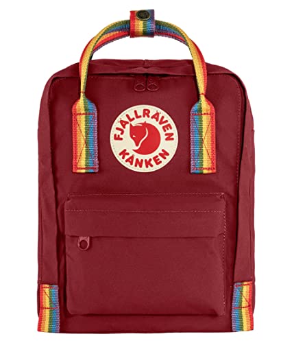 Fjällräven Kånken Rainbow Mini Backpack for Men, and Women - Durable Fabric with Adjustable Shoulder Straps, and Lightweight Backpack Ox Red/Rainbow Pattern One Size One Size