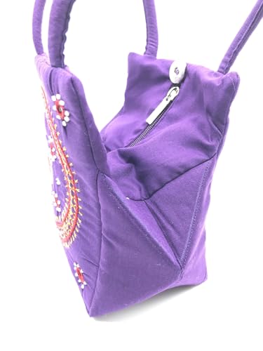 Image of srishopify handicrafts Eco Friendly Top Handle MINI Bags For Women Fabric Traditional Design Small Hand Bag Ladies Woman Birthday Gift Item Mothers Day Sister Wife Female 8 Inch Multicolor
