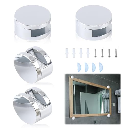 4PCS 3-5MM Soporte de Vidrio Clip, Soporte Espejo Pared Abrazadera para Cristal Soportes de Espejo de Vidrio Aleación de Zinc Clip con Tubo de Expansión y Tornillos para Adecuado para Baño etc