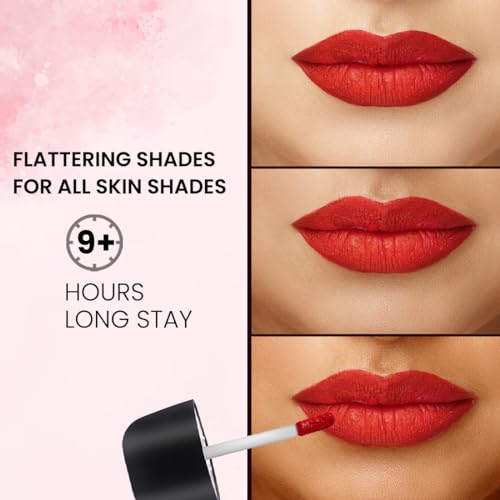 Image of Coloressence Intense Liquid Lip Color | Long Lasting, Smudgeproof, Waterproof and Intense Color Formula for Long Lasting Effect | 9+ Hours Intense Wear & Velvety Matte Finish | Cranberry Crush | 8ml