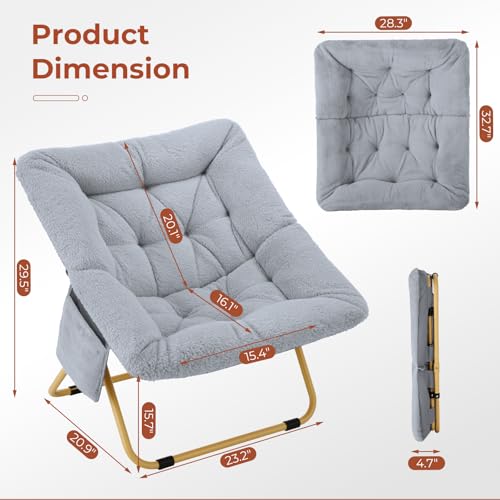 Sillón plegable tipo peluche gris miniatura 2