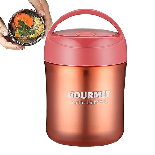 Holdes - Tarro de comida aislado al vacío - Cajas para almuerzo aisladas de acero inoxidable de 500 ml con tapa con asa | Recipientes al vacío para alimentos fríos o calientes, sopas