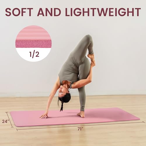 image for Fitvids Yoga Mat, 1/2-Inch Extra Thick High Density Exercise Mat, Anti