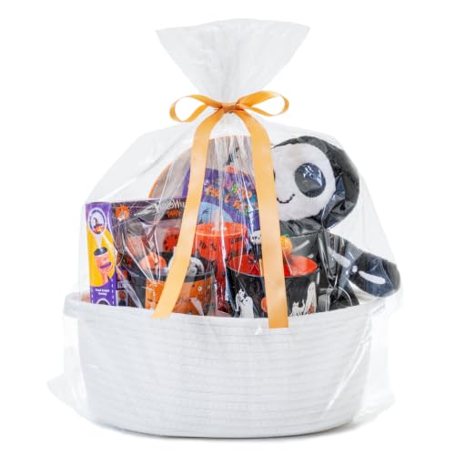 Image of Gift Basket Empty, Small Baby Shower Basket for Gifts, White