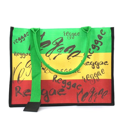 Image of Women's Canvas Tote Bag Waterproof Ribbon Beach Bag Jamaican Reggae Party Bag | Waterproof