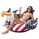 Inflatable Eagle Pool Floats, 4th of July Large Floaties Swimming Tube Rings, American Flag Design Floating Raft Funny Lake Beach USA Summer Water Toys Independence Day Party Decorations for Adults