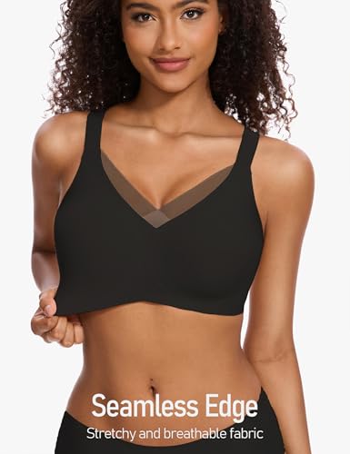 Image of GXOULRRA V Lace Wireless Jelly Bra Seamless Push Up Bras for Women No Underwire Full Coverage Comfortable Sleep Bralette