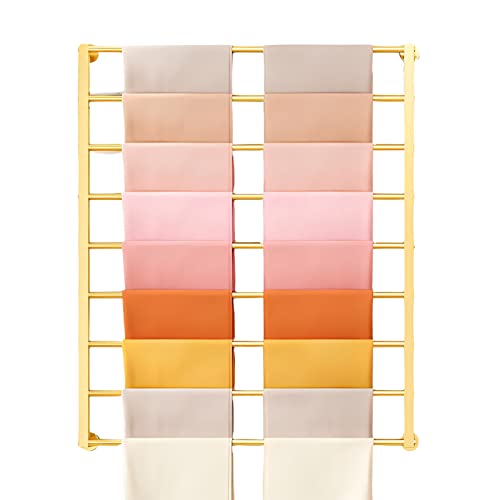 UWYTGF Heavy Duty 9 Layer Scarf Holder Rack,Modern Metal Wall Mount Hijab Storage Organizer,for Silk Ribbon/Wrapping Papers/Shawl/Blanket,Easy to Install,Gold,Length,80Cm/31.4In