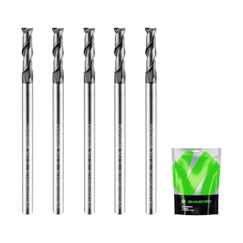 Image of 1 /8 End Mills 1 /8 Inch Shank, 2 Flute Carbide Square Endmill with AlCrN Coated, Upcut Spiral CNC Router Bits for Alloy Steel, Metal and Stainless Steel(5PCS)