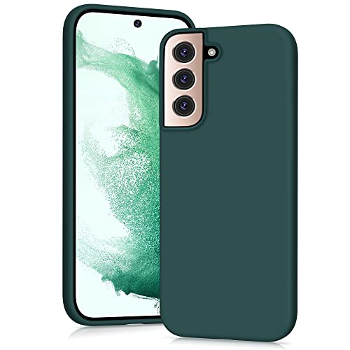 YATWIN Silicone Liquide Coque Compatible avec Samsung Galaxy S22 5g, Étui Samsung S22 5g Case, Toucher Confortable, Doublé de Microfibre, Structure à 3 Couches, Vert Pin Cover