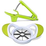 Kspowwin Set di 3 tagliapela, taglia mele e snocciolatore per ciliegie e olive, con affettatrice per avocado, utensili da cucina e gadget per frutta e verdura