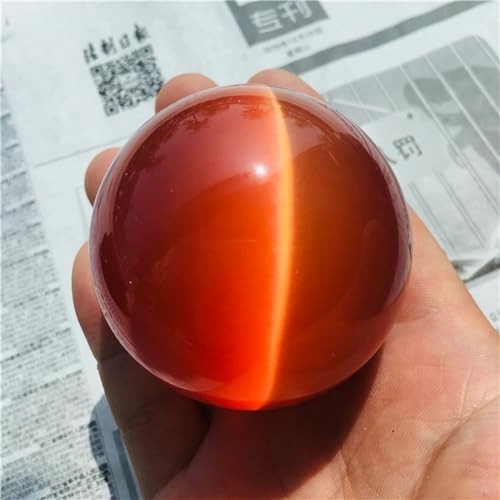 Sphère œil de chat rouge 5cm, cristal de divination pur - 3