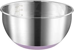 FAB4HOME Large Stainless Steel Mixing Bowl With Nonslip Silicone Bottom - Metal Kitchen Bowl for Baking, Cooking, Salad - Dishwasher Safe, 28cm