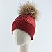 DSMYZ Chapeau d'hiver Nouveaux Bonnets à imprimé métallisé pour Femmes Hiver Vrais Chapeaux à Pompon Bonnet tricoté Chaud Bonnet à Pompon décontracté, Bordeaux, Taille Enfant 48,53 cm