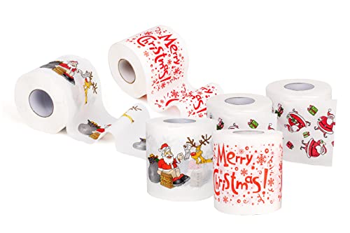 SummitLink 6 Rolls 3 Style of Merry Christmas Santa Claus Toilet Paper Tissue Napkin Prank Fun Birthday Party Novelty Gift Idea