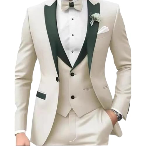 Pulcykp Men's One Button 3 Piece Suit Business Casual Wedding