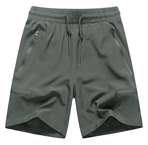 Pursky Men's 7" Outdoor Hiking Cargo Shorts Lightweight Stretchy Elastic Waist Quick Dry Shorts With Zip Pockets Grey 2Xl #TOP9