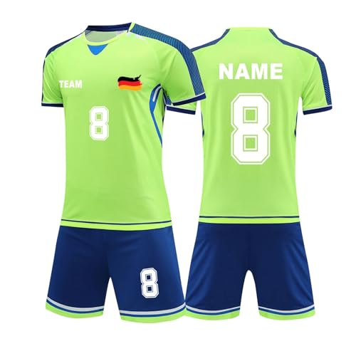 Conjunto de camiseta de fútbol personalizada para niños, uniforme de entrenamiento con logotipo de número de nombre, 3 verde fluorescente, 16