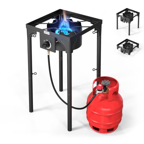 ROVSUN Réchaud à Gaz 1Feu Trépied Gaz Extérieur pour Camping Jardin Bivouac