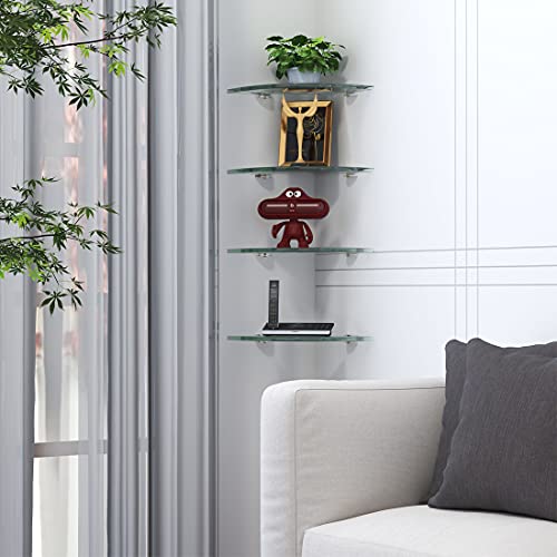 Shuaiaiw Bathroom Corner Organizer Shelves Shower Caddy Shelf Wall Mount Set Of 2 Tempered Glass Shelf Shower Holder For Shampoo And Soap Organizer Adhesive Corner Shelf No Drilling #TOP2