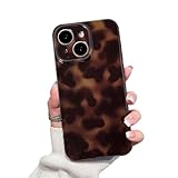 XQAGU Cute Phone Case for iPhone 15 Plus/14 Plus Case Amber Leopard Full Camera Protective Slim Shockproof Aesthetic-Brown Amber