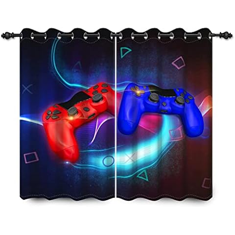 YONGFOTO Cortinas de paneles de videojuego rojo y azul Cover