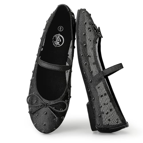 Image of Trary Flats for Women Closed Round Toe Ballet Flats Mary Jane Shoes Women with Elastic Strap Cute Bowknot Comfortable Dress Shoes for All-Year Daily Work Casual Wear
