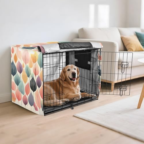 Housse imperméable cage chien feuilles colorées | Finition premium - 7