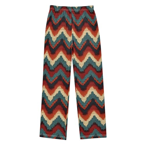 1 Wavy Texture Long Pajama Pants Elastic Waist PJ Bottoms with Pockets S A1128742